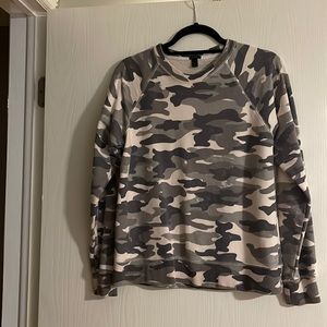 J Crew distressed camo sweatshirt